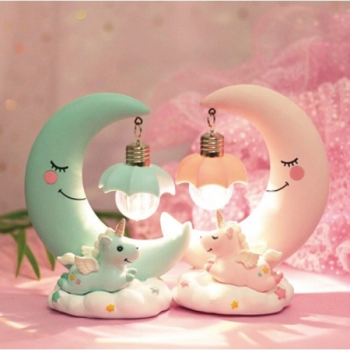 Ночник в детскую с единорогом и полумесяцем